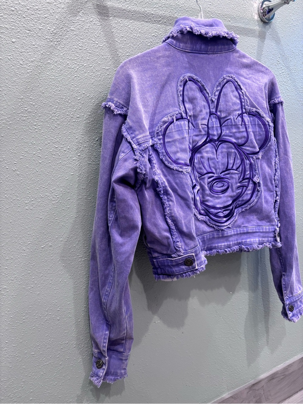 Purple Minnie Mouse Distressed Denim Jacket - Picture 6 of 11